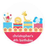 Animal Circus Train Birthday Stickers