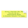 Animal Control Bumper Stickers
