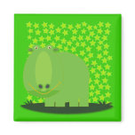 Animal domain: Green hippo Fridge Magnet