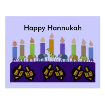 Animal Dreidel Hannukah Menorah Postcards