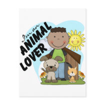 Animal Lover African American Boy Tshirts Postcard
