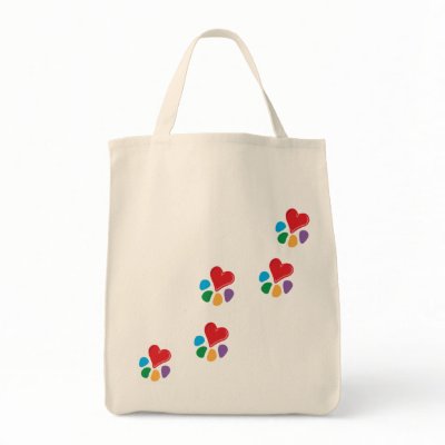 Animal Lover_Heart-Paw Prints Canvas Bag by Artful_Animalz
