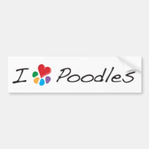 Animal Lover_I Heart Poodles Bumper Stickers