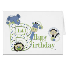 Animal Park 1st Birthday Card