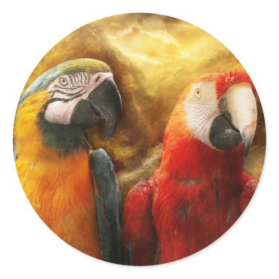 Animal - Parrot - Parrot-dise Round Stickers by suburbanscenes