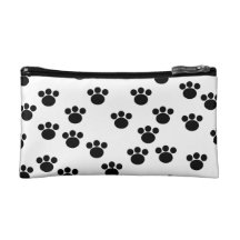 Animal Paw Print Pattern. Black and White. Makeup Bag