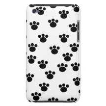 Animal Paw Print Pattern. Black and White. iPod Case-Mate Cases