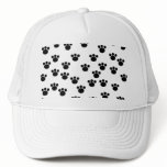 Animal Paw Print Pattern. Black and White. Trucker Hats