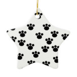 Animal Paw Print Pattern. Black and White. Christmas Ornaments