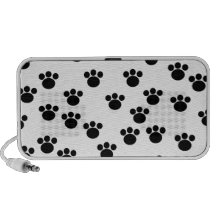 Animal Paw Print Pattern. Black and White. Speaker System