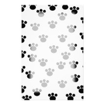 Animal Paw Print Pattern. Black and White. Personalized Stationery