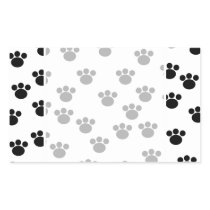 Animal Paw Print Pattern. Black and White. Rectangular Sticker