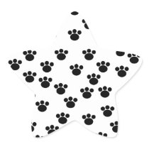 Animal Paw Print Pattern. Black and White. Star Sticker