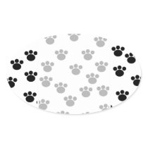 Animal Paw Print Pattern. Black and White. Sticker