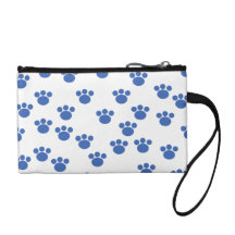 Animal Paw Print Pattern. Blue and White. Coin Purse