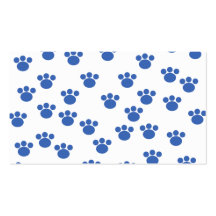 Animal Paw Print Pattern. Blue and White. Business Cards