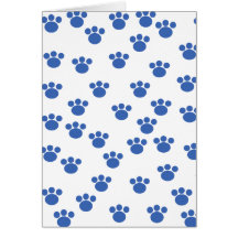 Animal Paw Print Pattern. Blue and White. Greeting Cards