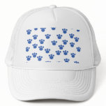 Animal Paw Print Pattern. Blue and White. Hats