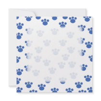 Animal Paw Print Pattern. Blue and White. Custom Announcements