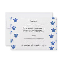 Animal Paw Print Pattern. Blue and White. Personalized Invites