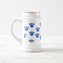 Animal Paw Print Pattern. Blue and White. Mug
