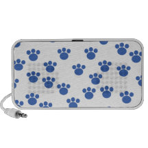 Animal Paw Print Pattern. Blue and White. iPod Speakers