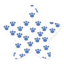 Animal Paw Print Pattern. Blue and White. Sticker