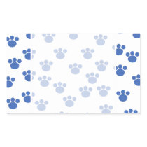 Animal Paw Print Pattern. Blue and White. Rectangle Sticker