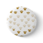 Animal Paw Prints. Brown and White Pattern. Buttons