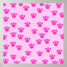 Animal Paw Prints. Light Pink and Bright Pink.