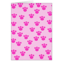 Animal Paw Prints. Light Pink and Bright Pink. Greeting Cards