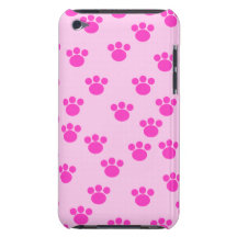 Animal Paw Prints. Light Pink and Bright Pink. iPod Touch Covers