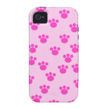 Animal Paw Prints. Light Pink and Bright Pink. Vibe iPhone 4 Case