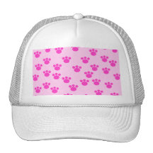 Animal Paw Prints. Light Pink and Bright Pink. Trucker Hat