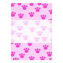 Animal Paw Prints. Light Pink and Bright Pink. Custom Invitation