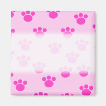 Animal Paw Prints. Light Pink and Bright Pink. Magnets