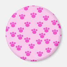Animal Paw Prints. Light Pink and Bright Pink. Fridge Magnet