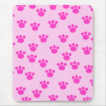 Animal Paw Prints. Light Pink and Bright Pink. Mouse Pad