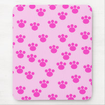 Animal Paw Prints. Light Pink and Bright Pink. Mouse Pad