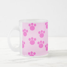 Animal Paw Prints. Light Pink and Bright Pink. Mug