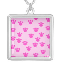 Animal Paw Prints. Light Pink and Bright Pink. Jewelry