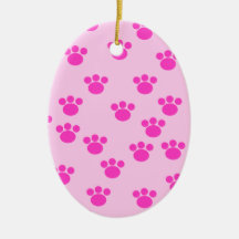Animal Paw Prints. Light Pink and Bright Pink. Ornaments