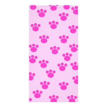 Animal Paw Prints. Light Pink and Bright Pink. Photo Card