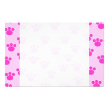 Animal Paw Prints. Light Pink and Bright Pink. Stationery