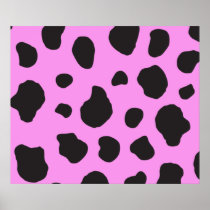 Animal Print Fur Skin Farm Cow Pink, Black