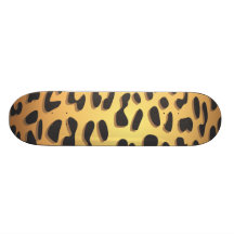 Animal Print Fur Skin Wild Cheetah Black Yellow Skate Board Decks
