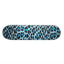 Animal Print Fur Skin Wild Leopard Blue Black Skate Decks