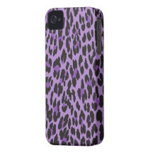 Animal Print Fur Skin Wild Leopard Purple Black iPhone 4 Cases