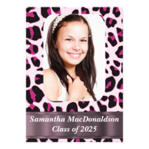 Animal print photo graduation custom announcement