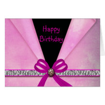 Animal Print Pink & Black Folded Sweet 16 Greeting Cards